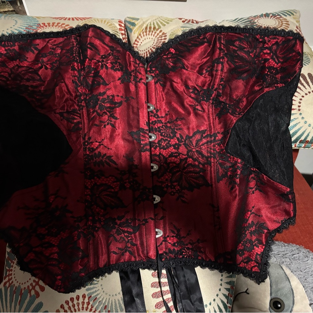 Red and Black Lace Corset